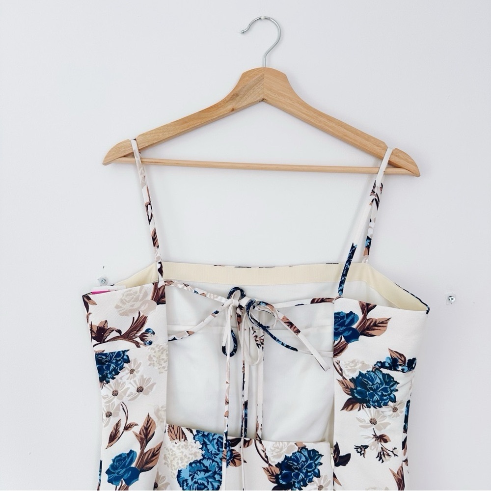 Tory Burch Floral Strappy-Back Caramel Midi Dress Size 10 - Picture 7 of 13